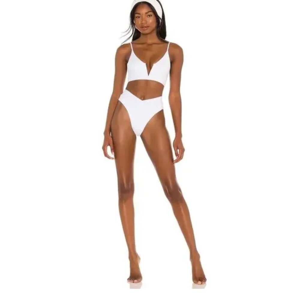 L*Space White bikini bottom (bitsy, ribbed white)
